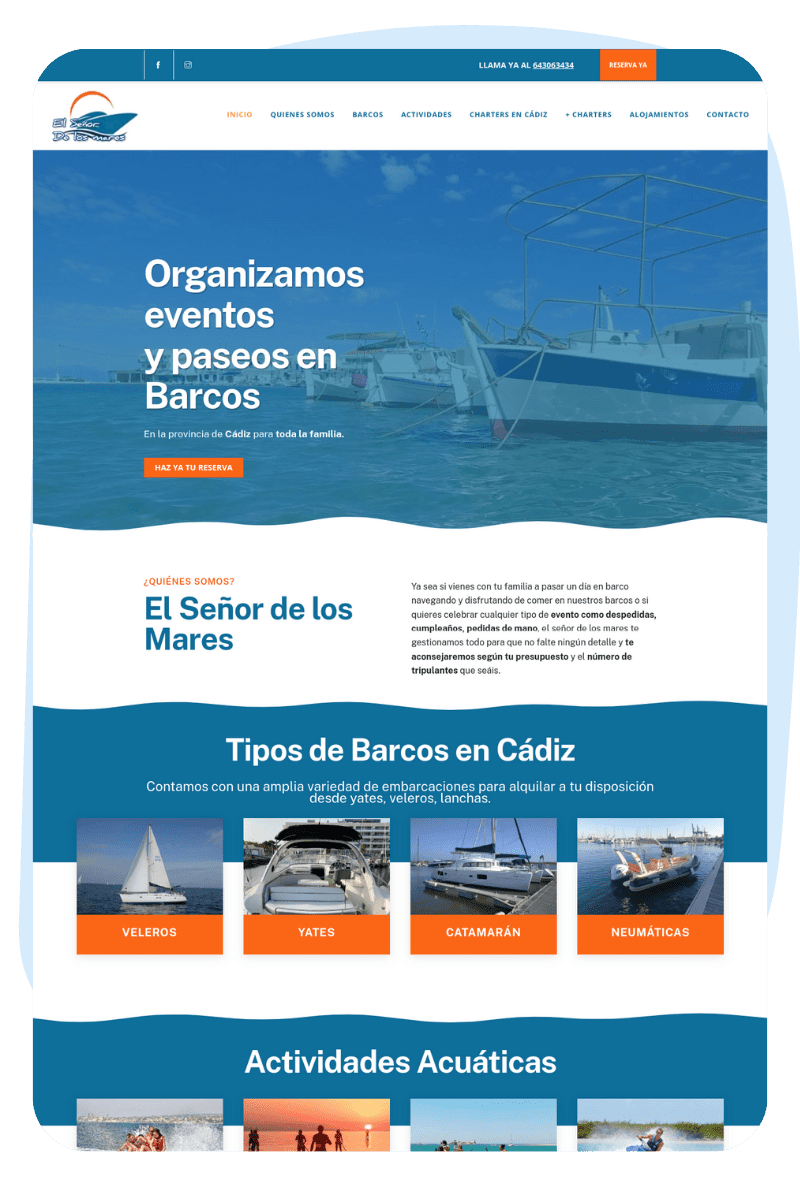 diseño web reserva barcos